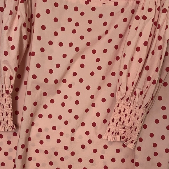 Eloquii Polka Dot Balloon Smocked Sleeve Midi Dress Size 20 EUC - Picture 9 of 11